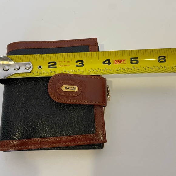 BALLY Black & Brown Leather Bifold Wallet with Coin Compartment - Picture 9 of 12
